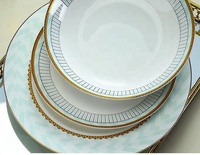 Service de table en céramique européenne de luxe, vaisselle en porcelaine osseuse, bol à riz, assiette, assiette à poisson