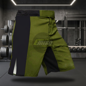 กางเกง MMA สีเขียวมะกอกสำหรับผู้ชาย พร้อมแถบข้างสีดำ ผ้าโพลีเอสเตอร์ระบายอากาศได้ดี อุปกรณ์ฝึกซ้อมคิกบ็อกซิ่งคุณภาพสูง - Product Image 2