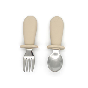 Ensemble de cuillères et fourchettes d'alimentation pour enfants, en acier inoxydable, écologiques, pour bébés, vente en gros, - Product Image 4