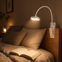 Lampe de lecture LED à pince flexible, réglable, rechargeable, écologique, blanc chaud, intensité variable, anti-éblouissement, haute luminosité, portable