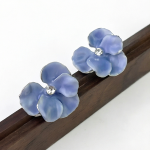 Boucles d'oreilles florales vintage en alliage de zircon bleu pour femmes, bijoux cadeau VIOLET - Product Image 1
