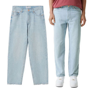 กางเกงยีนส์ผู้ชายสไตล์วินเทจสั่งทำขายส่ง คุณภาพสูง ผ้าฝ้าย 100% ทรงลำลอง สีฟ้าอ่อน คลาสสิก ทรงปกติ - Product Image 1