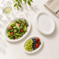 Assiette ovale jetable compostable et biodégradable en bagasse de canne à sucre pour la restauration