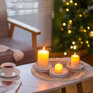 Porte-bougie en <span class=keywords><strong>cristal</strong></span> bohème avec plateau en bois perlé pour centre de table de salle à manger - Product Image 5