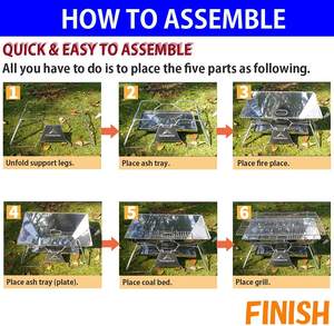 CAMPINGMOON – grille de <span class=keywords><strong>barbecue</strong></span> de Camping en plein air pliable en acier inoxydable, pochette <span class=keywords><strong>Nomade</strong></span>, four à braser, four pliant, support pliable - Product Image 4