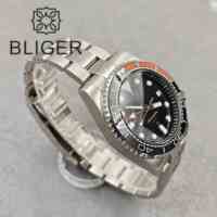Reloj Personalizado Bliger NH34 de 40 mm, Reloj de Pulsera Mecánico de Acero Inoxidable, Resistente al Agua, con Esfera Luminosa, Esfera Negra, Lujoso, Estilo Seiko para Hombre