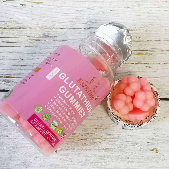 Private Label Glutathione Gummies Collagen Glutathione Gummy Candy  Anti-aging L-Glutathione Lightening Gummy for Skin Whiten