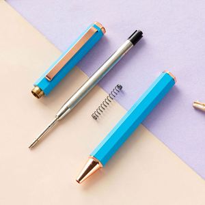 New Hexagonal Ball Wholesale Simple <b>Macaron</b> Metal With Laser Logo High Appearance Medium Oil Pen - Product Image 4