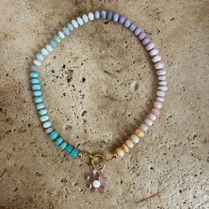 Collar de Mujer con Colgante de Piedras Naturales Coloridas, con Cierre de Presión Redondo de Acero Inoxidable Chapado en Oro de 18K - Product Image 2