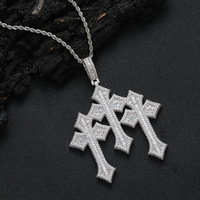 Collier pendentif croix CZ Iced Out avec chaîne torsadée plaqué or, argent, cuivre, bijoux hip-hop