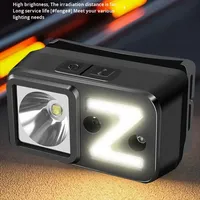 Lampe frontale LED rechargeable pour pêche plongée randonnée Cob capteur de mouvement 5 Modes de travail étanche interrupteur minier phare en plastique