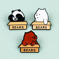 Broche Mignonne Trois Ours Animés, Badge Métallique Créatif pour Sac à Dos, Accessoires Décoratifs pour Enfants en Stock