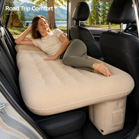 Matelas pneumatique de voiture avec surface en PVC floqué et support pour les pieds, lit de voyage portable pour siège arrière avec pompe 12V pour marque privée
