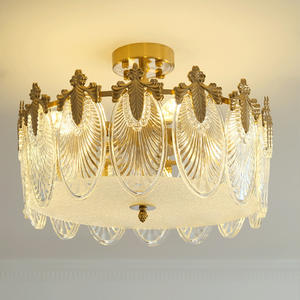 New Style French Design Retro Copper Chandelier Living Room Modern Luxury Glass Ceiling Lamp Modern - Product Image 1