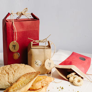 Sac en papier kraft à fond plat, imprimé sur mesure, de qualité alimentaire, pour l'emballage du riz, de <span class=keywords><strong>la</strong></span> farine, des céréales et des légumineuses – Vente en gros usine, OEM, ODM - Product Image 2
