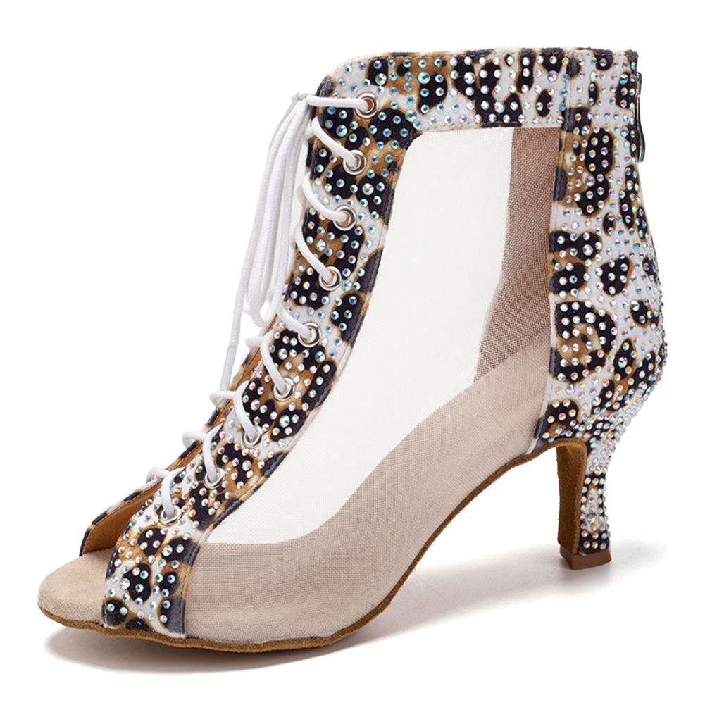 D30 Satin+diamond+net Fashionable New High-heeled Latin Dance