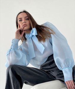 Dropshipping Boutique Vente en gros Été Européen Américain Taille Fashion Manches Sexy Bow Party Loose Tops Chemises élégantes pour femmes - Product Image 3