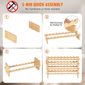DB Wholesale Estante de vino de 4 niveles Estante de exhibición modular apilable de 36 botellas Diseño moderno Hierro Madera maciza de bambú Panel de madera maciza St - Product Image 5