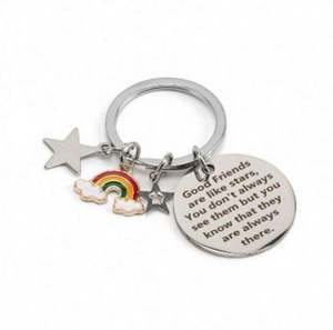 Porte-clés personnalisé en acier inoxydable, cadeaux d'amitié, les bons amis sont comme <span class=keywords><strong>des</strong></span> étoiles, arc-en-ciel, autres porte-clés, breloques, cadeaux pour amis - Product Image 6