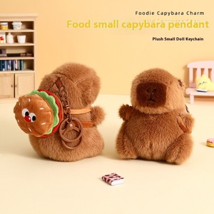 Porte-clés en peluche créatif Capybara gourmand, pendentif de sac à dos, série bien-être de célébrité d'Internet, petit cadeau en métal et plastique - Product Image 2