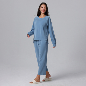 Da Jogging per il tempo libero personalizzato da donna a vita alta tuta da ginnastica a manica lunga pantaloni sportivi che corrono set di abbigliamento sportivo per il Fitness da donna - Product Image 6