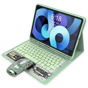 2023 yeni stil şeffaf kablosuz klavye ve fare seti ipad ve Android tablet için touchpad ile 7 renk RGB