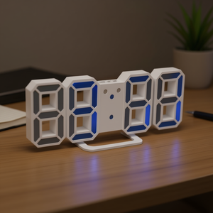 Horloge murale de bureau 3D LED moderne, alimentée par USB, alarme numérique avec fonction snooze, luminosité automatique, affichage 12/24 heures, bleu, blanc, rouge, vert - Product Image 2