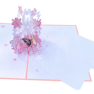 Tarjeta de felicitación 3d hecha a mano, <span class=keywords><strong>Sakura</strong></span>, cesta hueca, para boda, cumpleaños, Pop-Up - Product Image 4