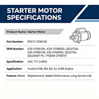 Moteur de démarrage robuste B7617 3708100 1PQ608 3708010 Pièces de rechange OEM pour moteur diesel de la série Yuchai