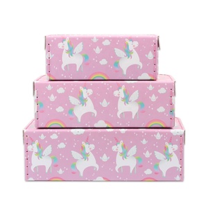 Màu Hồng Mini Unicorn Vali Giấy Kid Vali Hình 3 Bộ Quà Tặng Hộp Các Tông Vali - Product Image 3