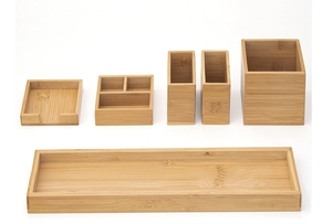 ถาดไม้ไผ่สำหรับโต๊ะเครื่องแป้งชุดถาดโต๊ะเครื่องแป้งสำหรับวางบนเคาน์เตอร์ห้องน้ำ6ชิ้นอุปกรณ์จัดระเบียบโต๊ะในครัวและจัดเก็บของชิ้นเล็กๆ - Product Image 2