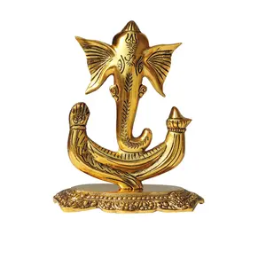 수제 황금 황동 Ganesh Trisul Ganesh 조각 장식 선물 품목 저렴한 가격의 수출업자 및 공급 업체