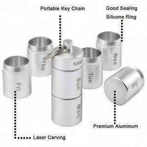 Organisateur de pilules multifonction en alliage d'aluminium métallique, boîte à pilules de voyage - Product Image 2