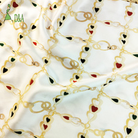 Tissu en soie imprimé motif chaîne et amour, 100 % soie de mûrier pour robes