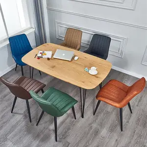 Silla rústica de cuero sintético con relleno suave para restaurante, sillón retro de cuero sintético para sala de estar