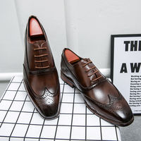 Nouvelles Chaussures Habillées Classiques pour Hommes en Cuir Véritable Souple, Modèle Brogues Oxford à Bout Pointu, Fermeture Facile à Enfiler, Grandes Tailles, Confortables et Formelles