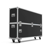 Boîtier de transport en aluminium pour écran de télévision, boîtier d'aviation en aluminium noir avec roues
