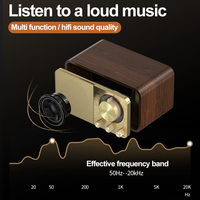 Subwoofer de Supergraves envolvente estéreo con altavoz inalámbrico de madera clásico Retro con radio FM auxiliar para PC y ordenador, altavoz inalámbrico de madera, 2 unidades