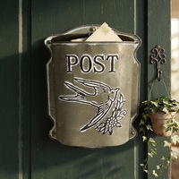 Boîte aux lettres murale vintage avec emblème d'oiseau et couvercle à charnières, boîte à lettres en métal thermolaqué pour porche, entrée, décoration intérieure