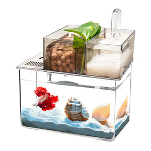 Aquarium de bureau rectangulaire transparent à circulation écologique pour betta - Product Image 2