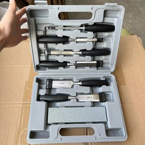 Ensemble de ciseaux à bois 7 pièces, ciseaux plats, manche en plastique noir, pointe droite, outils de menuiserie, taille en pouces - Product Image 3