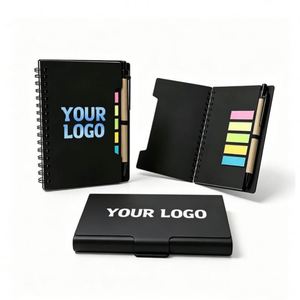 Carnet à spirale personnalisé avec logo, notes adhésives multifonctionnelles, onglets et stylo – Bloc-notes promotionnel pour le bureau, cadeau d'affaires, carnet de notes adhésives - Product Image 1
