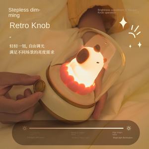 Lámpara LED Nocturna Creativa con Carga USB, Lámpara de Capibara con Diseño de Loto de la <span class=keywords><strong>Buena</strong></span> <span class=keywords><strong>Suerte</strong></span>, Luz de Ambiente Táctil de ABS Blanco Cálido para Niños con Batería - Product Image 4