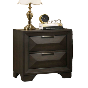 Transitional Style Nightstand Espresso Finish Metal Handles Dovetail Drawers <b>Under</b> <b>Bed</b> Storage - Product Image 2