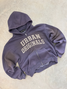 Sweat-shirt zippé pour homme, personnalisé, en coton épais délavé, style vintage streetwear, coupe ample, avec poche et appliqué graphique à lettres - Product Image 3