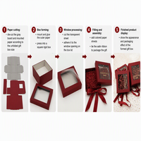 Boîte cadeau personnalisée avec fenêtre transparente, fermeture magnétique, emballage rigide en carton avec nœud en ruban pour un ensemble cadeau d'anniversaire