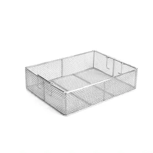 Customizable 28 X 20 X 6 Cm Metal Tray 800 Micron Furnace Heat Resistant Inconel 600 Stainless Steel Wire Mesh Strainer Basket