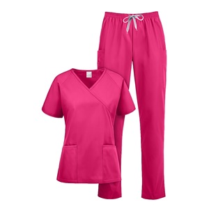 HZMNOI Women's Scrub Set V-Neck Top And Pants Moisture Wicking Hospital Uniforms For Nurses Doctors - Product Image 3