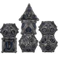 MINI PLANET – Ensemble de dés mécaniques futuristes en métal, 7 pièces, design armure science-fiction, dés polyédriques gravés, écologiques, pour DND COC RPG