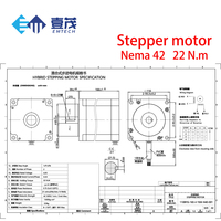 Kit Moteur Pas à Pas Hybride Nema 42 EMTECH & Driver - Couple Élevé 22 Nm, Angle de Pas 1.8°, 2 Phases, Longueur Corps 165mm, 220V